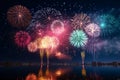 Vibrant fireworks lighting up the night sky