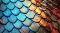 Vibrant fish, lizard or snake scale textured background. Concepts of fantasy textures.