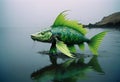 a vibrant fishlike creature thrives amid turmoil Royalty Free Stock Photo