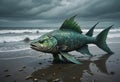 a vibrant fishlike creature thrives amid turmoil Royalty Free Stock Photo