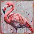 Vibrant flamingo painting with splashes of color. modern art style with abstract elements perfect for interior decor. AI