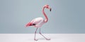 A vibrant flamingo striking aballet pose, highlighting its elegance in a playful, artistic context, concept of Graceful
