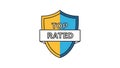 Premium Top Rated Shield Award Badge Icon Design Royalty Free Stock Photo