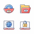 Vibrant flat icons depict data security concepts Royalty Free Stock Photo