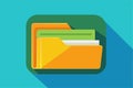 A vibrant flat illustration features a sleek folder icon showcasing multiple colored file sections, Flat illustration of a folder Royalty Free Stock Photo
