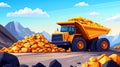 A vibrant flat illustration showcasing the detailed gold extraction process in a mining facility, emphasizing modern techniques Royalty Free Stock Photo
