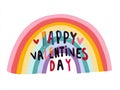 A vibrant, flat-styled Valentines Day graphic featuring a horizontal rainbow and the text Happy Valentines Day - AI-Generated Royalty Free Stock Photo