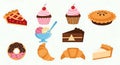 Assortment of Delicious Desserts and Pastries - Flat Vector Icons Royalty Free Stock Photo