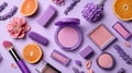 Purple Makeup Flatlay