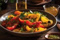 the vibrant flavors of chile peppers, citrus, and herbs combine in fusion dish