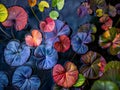 Vibrant Floating Leaves in Pond Royalty Free Stock Photo