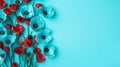 Vibrant Floral Arrangement: Blue And Red Poppies On A Paper Sculpture Background Royalty Free Stock Photo