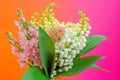 Vibrant Floral Arrangement, Lilies and Orchids on Pink