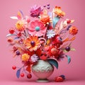 Vibrant Floral Arrangement in Ornate Vase - Modern Artistry Generative AI