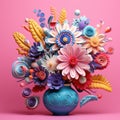 Vibrant Floral Arrangement in Ornate Vase - Modern Artistry Generative AI