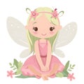 Vibrant floral bliss, charming illustration of cute fairies with colorful wings and blissful flower adornments Royalty Free Stock Photo