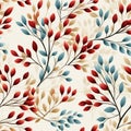 Vibrant Floral Decorative Pattern With Leaf Branches On Cream Royalty Free Stock Photo