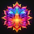 Vibrant Floral Design: Colorful Energy-filled Illustration On Black Background