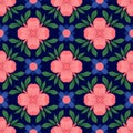 Vibrant floral pattern creates a bold, stylized textile design for decorative and artistic applications. Royalty Free Stock Photo