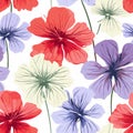 Chic Floral Pattern With Purple, Red, And Blue Flowers Royalty Free Stock Photo