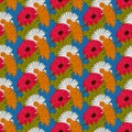 Vibrant floral seamless pattern with gerberas