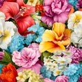 Vibrant floral seamless pattern with stunning array of colors for captivating designs