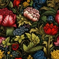 Vibrant floral seamless pattern with a stunning array of colors for design and decoration