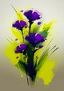 Vibrant Floral Still Life: A Masterful Drawing of Purple Flowers
