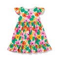 Vibrant floral toddler dress with ruffled hemline Royalty Free Stock Photo