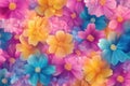 Vibrant flower blossoms in colorful array