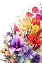 Vibrant flower bouquet painting on white background Royalty Free Stock Photo