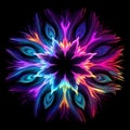 Vibrant Flower Fantasy: Detailed Feather Rendering On Black Background Royalty Free Stock Photo