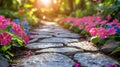 Vibrant Flower Garden With Rocks Royalty Free Stock Photo