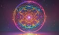 Vibrant Flower of Life banner in rainbow light spectacle , banner, texture Royalty Free Stock Photo