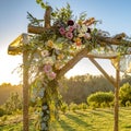 Vibrant flowers on a Chuppah of a Jewish wedding Royalty Free Stock Photo