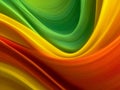 Vibrant flowing waves of green, yellow, and orange creating smooth abstract curves with a dynamic and colorful gradient background Royalty Free Stock Photo
