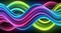 Vibrant flowing waves of neon green purple blue and pink light creating an abstract energetic background pattern Royalty Free Stock Photo
