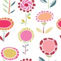 Vibrant folk floral seamless repeat pattern