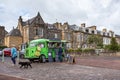 Vibrant food truck with a customer making their orders in Edinburgh, the United Kingdom