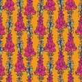 Vibrant foxgloves flowers seamless vector pattern
