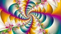 Vibrant Fractal Art with Floral Patterns and Swirling Colors Royalty Free Stock Photo