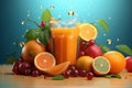 Vibrant Fresh 3d juice glass. Generate Ai