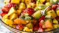 Vibrant Fresh Fruit Salad Close-Up - A Rainbow of Healthy Flavors Royalty Free Stock Photo