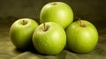 Vibrant and Fresh Luscious Green Apples on Authentic Unprocessed Paper Background.