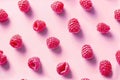 Vibrant Fresh Raspberries on a Pink Background - Fruit Pattern