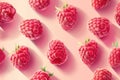 Vibrant Fresh Raspberries on a Pink Background - Fruit Pattern