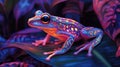 Vibrant frog rainforest leaf digital art nature Royalty Free Stock Photo