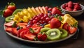 A vibrant fruit salad bowl, a healthy gourmet summer snack generated by AI