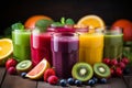 Vibrant Fruit Smoothie. Fresh and Flavorful Blend of Assorted Fruits on a Kitchen Table