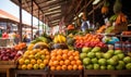 A Vibrant Fruit Stand Bursting With a Variety of Fresh, Colorful Fruits Royalty Free Stock Photo